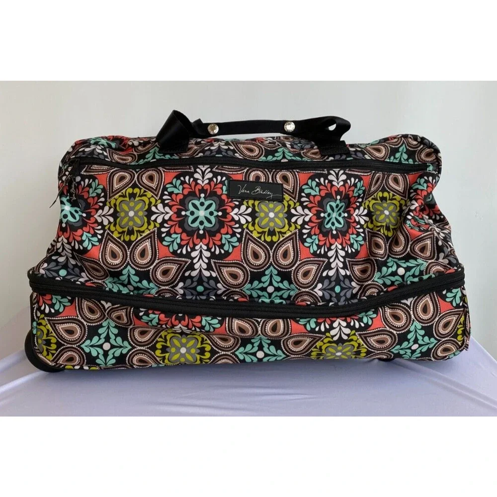 Vera Bradley Rolling Duffel Bag Overnight Weekend Carry On Luggage Sierra